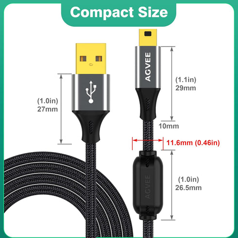 2 Pack 10ft IFC-400PCU T1i T7i, AGVEE Camera USB Data File Transfer AV Out Digital Cable Cord with Magnetic Ring