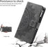 Asuwish Wallet Case for Samsung Galaxy S21 5G - 6.2" Flip Cover, Tempered Glass, Wrist Strap, Mandala Flower, Grey.