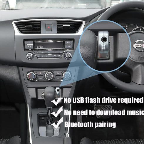 USB to Bluetooth Car Kit, Wireless Audio Adapter for Home, Car Stereo Sound System with 3.5mm Cable (H222 Grey)