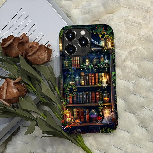 DAIZAG 14 14 Compatible with iPhone Pro Max Case,Book Lover Bookshelf Full Pattern Plastic Soft TPU Anti-Drop,Double