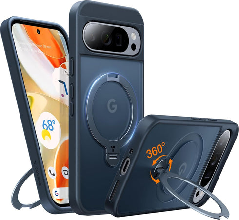 TORRAS 360° Spin Magnetic Stand for Google Pixel 9 Pro Case - 12FT Military Protection, Compatible with Magsafe,