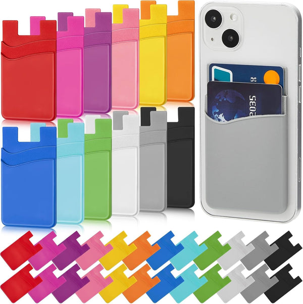 Fulmoon 36 Pack Phone Wallet Stick on, 2 Pocket Silicone Adhesive Credit Card Cell Phone Sleeves for