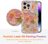 EYZUTAK Case for iPhone 14 Pro Max, Colorful Retro Oil Painting Printed Flower Laser Glossy Pattern Cute Curly Wave Edge Exquisite Stylish Durable TPU Protective Phone Cover for Girls Women-Green