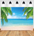 7x5ft Summer Beach Photography Backdrop, Sea Ocean Palm Leaf Background for Wedding & Party Supplies