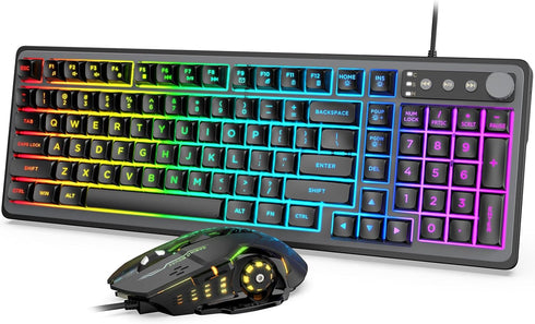 Trueque Gaming Keyboard and Mouse Combo - RGB Backlit 14 Lighting Effects, USB