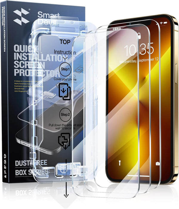 SmartDevil Tempered Glass Screen Protector 3 Pack for iPhone 13 Pro Max/iPhone 14 Plus (6.7 Inch) - HD Clear, Easy