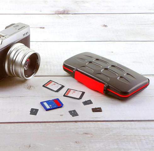 Memory Card Case, Water-Resistant Anti-Shock Holder for 12 SD SDXC SDHC + 12 Micro SD MSD TF Cards Storage Organizer