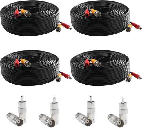 Postta BNC Video Power Cable (4 Pack, 150 Feet) for CCTV DVR Surveillance System with Eight Connectors