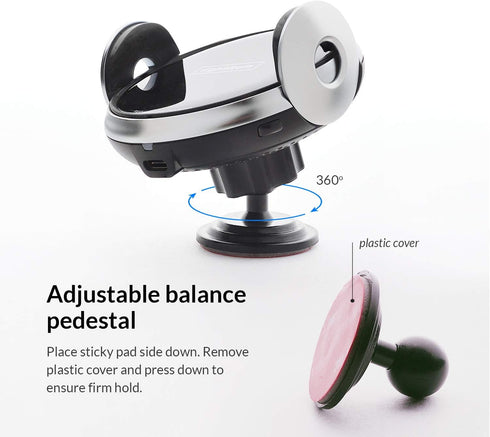 Wireless Car Charger with 15W Fast Charging, Smart Sensor Cradle, Auto-Clamping Mount for iPhone 14, Samsung S23/S22/S21