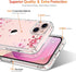 GiiKa iPhone 13 Case with Screen Protector, Clear Floral Shockproof Hard Case with TPU Bumper, Pink Floral