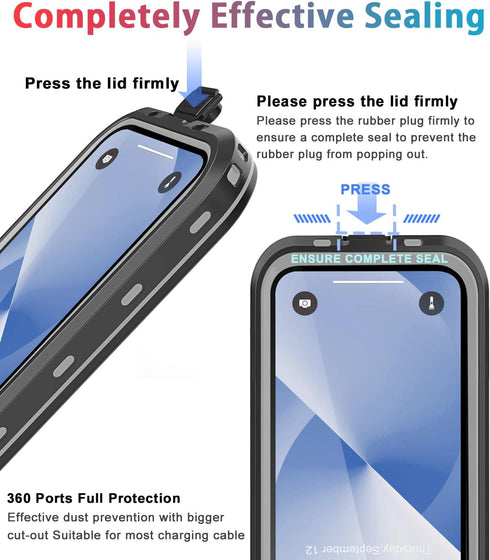 Waterproof Shockproof Dustproof Case for iPhone 13, Full-Body Sturdy with Camera Lens Protector and Built-in Screen