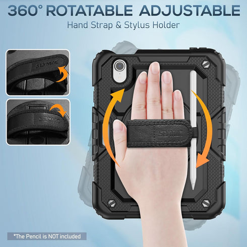 SEYMAC Case for iPad Mini 6 8.3 , Full-Body Shockproof Protective Cover with 360 Rotating Stand and Pen Holder