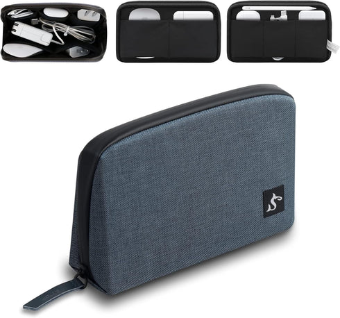 Electronic Organizer Travel Case Bag, Waterproof Small Storage Backpack for Charger, Cord, Hard Disk, Power Bank (Blue
