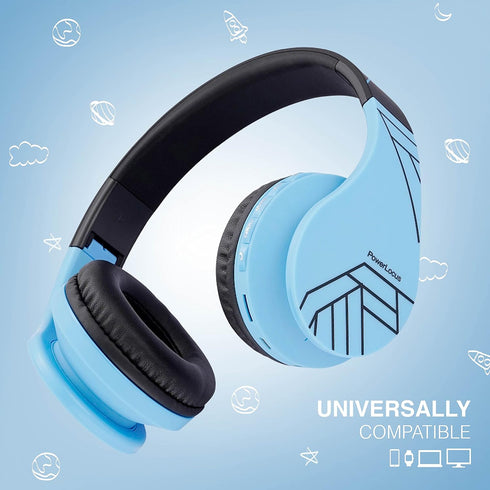 PowerLocus Bluetooth Headphones for Kids, Wireless Foldable Over Ear Headset with Microphone, 85DB Volume Limit, FM,