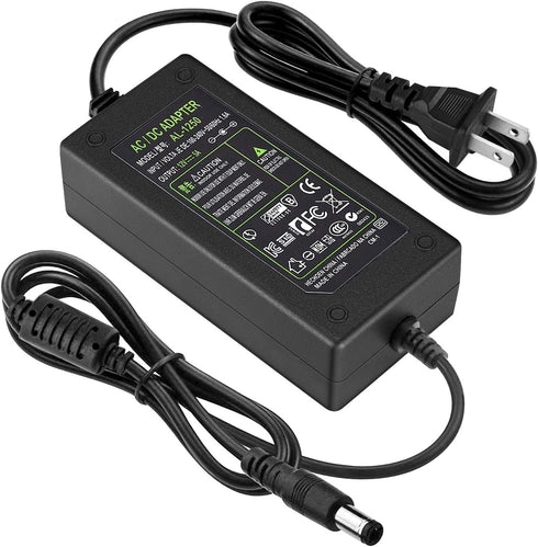 DC 12V 5A Power Supply Adapter, US Plug, 4.6FT Power Cord for LED Strip, Light, Cameras CCTV