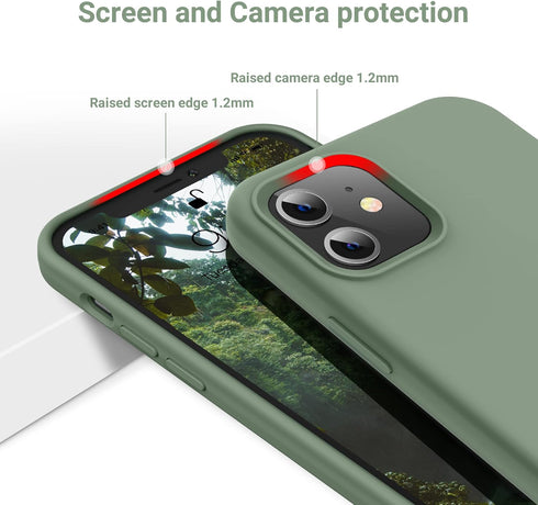 OTOFLY iPhone 12 & 12 Pro Case, Calke Green, Silky Soft Touch Premium Liquid Silicone Full-Body Protective Bumper