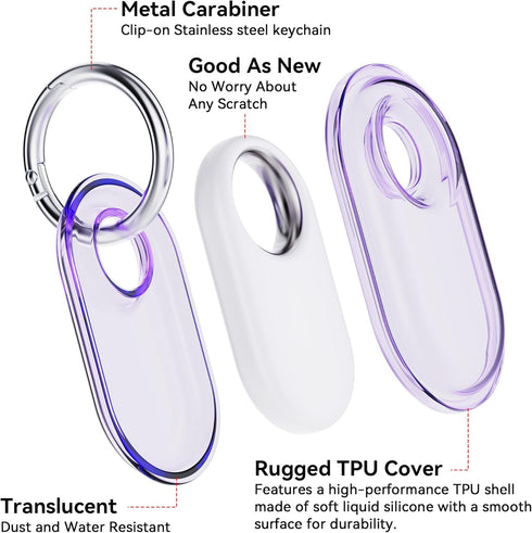 4-Pack Samsung Smart Tag 2 Case with Key Ring, Full-Body IPX8 Waterproof TPU Cover for Galaxy SmartTag2