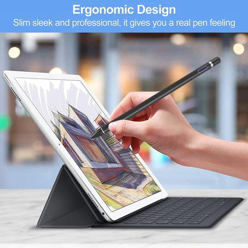 Fine Point Stylus Pen for Touch Screens, Active Pencil Compatible with iPhone, iPad Pro, Air, Mini, and Tablets (Black)