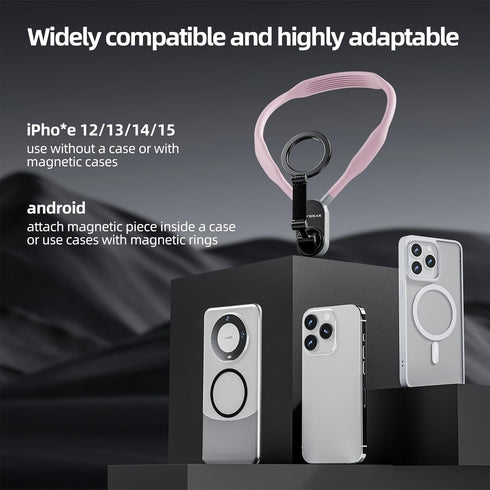 REYGEAK Magnetic POV/Vlog Phone Neck Mount Holder for Magsafe iPhone 15/14/13/12, Hand Free Chest Stand