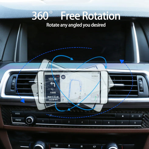 LLKUANG 360-Degree Rotary Cell Phone Holder for BMW 5 Series F11 F10 F07 2010-2016 - Black (Magnet)