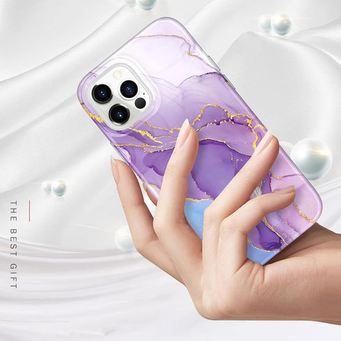 BAISRKE Compatible with iPhone 12 Case, Gold Sparkle Glitter Marble for Women, Shockproof Flexible Bumper Soft TPU Cover