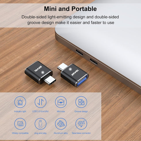 ENVEL USB C to USB Adapter, 4 Pack USB 3.0 to USB C OTG Converter, Compatible with iPhone, Galaxy, iPad