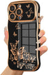 ZTOFERA Cute Curly Wave Frame Case for iPhone 13 Pro Max, Luxury Plating Butterfly Pattern, Soft TPU Shockproof (Black)