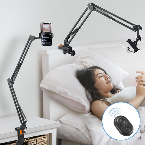 LILANZo Phone Holder for Bed Desk, Overhead Phone Mount with Wireless Remote, Flexible