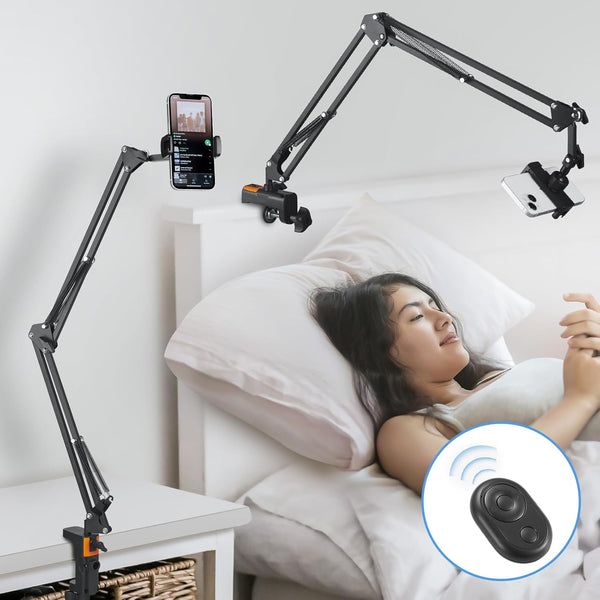 LILANZo Phone Holder for Bed Desk, Overhead Phone Mount with Wireless Remote, Flexible