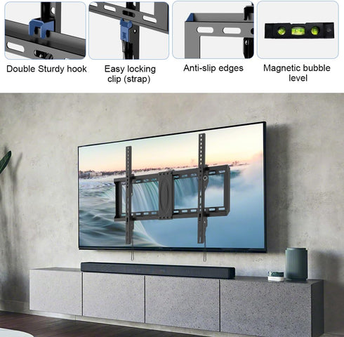 Suptek MT5082 Tilt TV Wall Mount Bracket for Most 37-82 inch TVs, Max 600x400mm VESA, 132lbs Capacity, Low Profile
