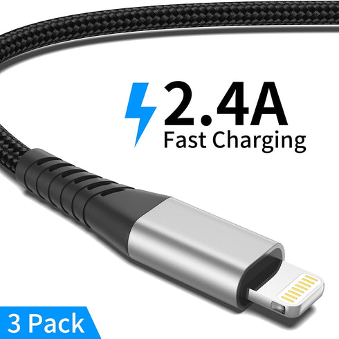 Short iPhone Charge Cable 6 Inch, 3Pack 0.5 Foot USB to Lightning Cord Braided for iPhone 14/13/12/11 Pro Max, iPad Air