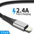 Short iPhone Charge Cable 6 Inch, 3Pack 0.5 Foot USB to Lightning Cord Braided for iPhone 14/13/12/11 Pro Max, iPad Air