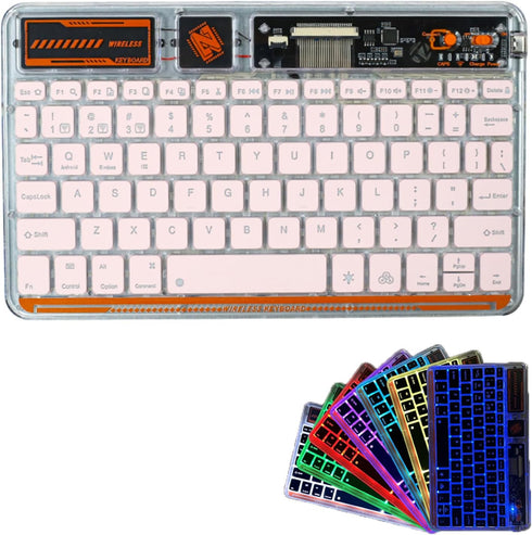 Portable Bluetooth Keyboard, 7-Colors RGB Backlit Mini Keyboard, Rechargeable Ultra-Slim Tablet Keyboard for