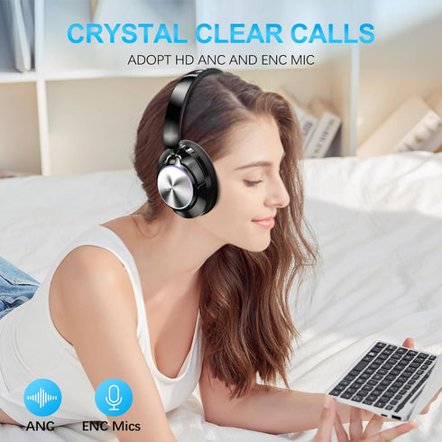 65h Noise Cancelling Over Ear Wireless Bluetooth Headphones with Microphone, Playtime, Clear Calls, Comfort Fit