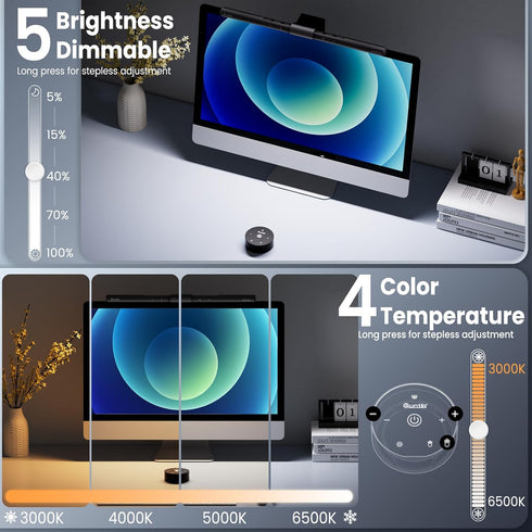 Quntis Computer Monitor Lamp, USB Reading LED Task Light Bar for Eye Caring, Dimmable, Touch Control, No Glare