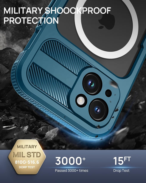 Lanhiem Magnetic iPhone 15 Case, IP68 Waterproof Dustproof with Built-in Screen Protector - 6.1 inch