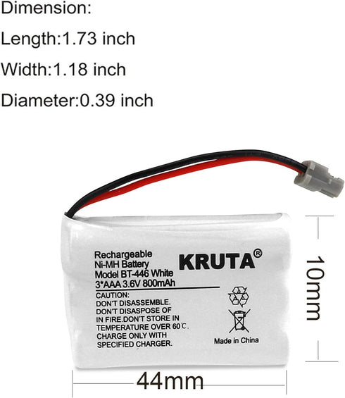 Kruta BT-446 Rechargeable Cordless Phone Battery, Pack of 3 for Uniden BT-446 BT446, BP-446 BP446