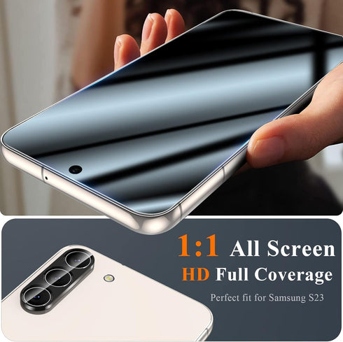 YMHML 3 Pack Tempered Glass Screen Protector for Samsung Galaxy S23, Upgrade Fingerprint Unlock, HD Clear