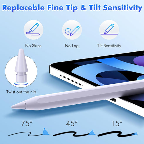 Uogic Stylus Pen for iPad, Fast Charging Palm Rejection, Compatible with iPad 10/9 and iPad Pro Models
