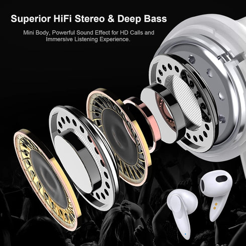 Wireless Earbuds, Bluetooth Headset Mini in-Ear Headphone, Noise Canceling Deep Bass Earphone for iPhone 15/13 Pro Max,