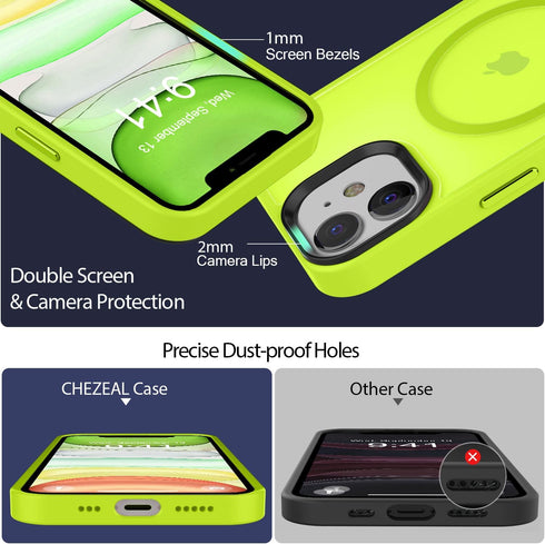 iPhone 11 Case, Shockproof & Drop Resistant (13FT), Translucent Matte, Strong Magnetic, Aluminum Alloy Keys,
