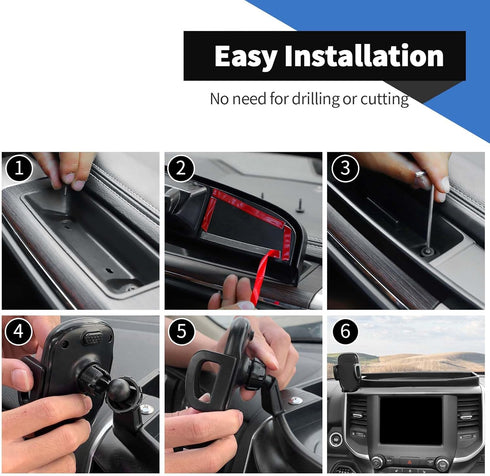 Voodonala Center Dash Phone Holder for Dodge RAM 1500 2018-2023, Compatible with Dodge RAM 1500 2018+, Interior Dash