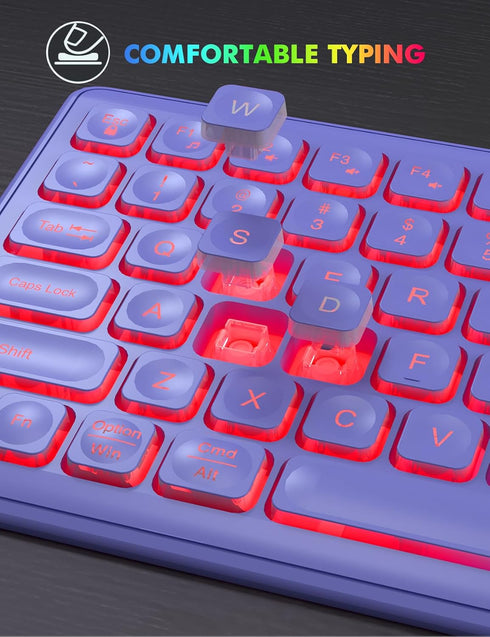 Wireless Keyboard and Mouse Combo, RGB Backlit, Rechargeable, Full-Size Ergonomic Tilt Angle, 2.4GHz Quiet Keyboard