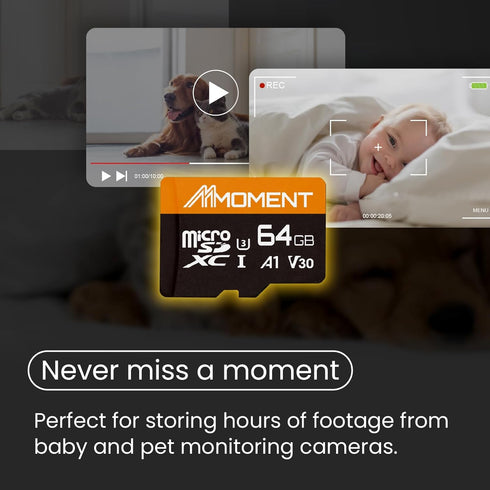 MMOMENT 64GB Micro SDXC Card - A1, UHS-I, U3, V30, Class10, Read Speed Up to 95 MB/s, SD Adapter Included