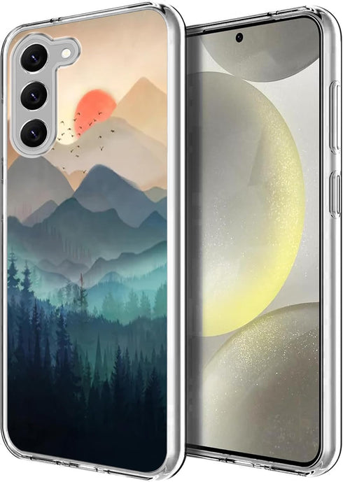 Fashion Case for Samsung Galaxy S24 - Mountain Landscape Sunrise Aesthetic Shockproof Design Pattern Clear Case