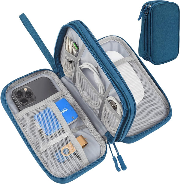 Electronic Organizer Travel Cable Accessories Bag, Waterproof Case for Power Bank, Charging Cords, USB Cable, Dark Green