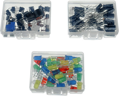 BOJACK 37 Values 480 Pcs Electronics Component Fun Kit with Power Supply Module, Jumper Wire, Breadboard