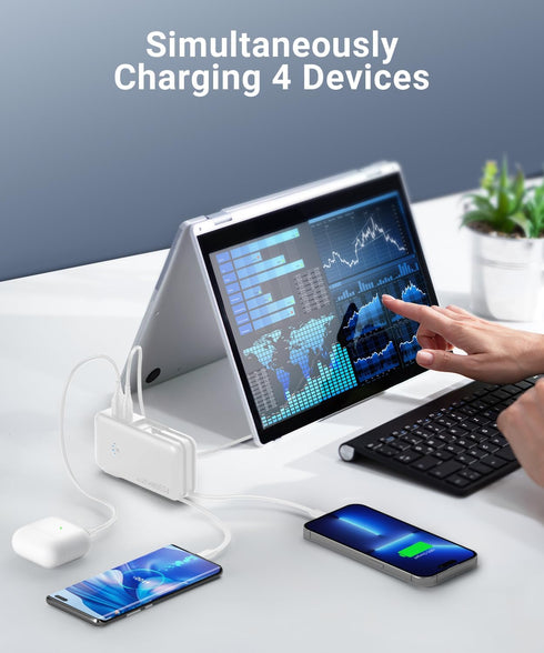 QiSa 16000mAh 30W QC4.0 Portable Charger, Power Bank, Power Bank Built-in AC Wall Plug and Cables, PD and Fast Charger