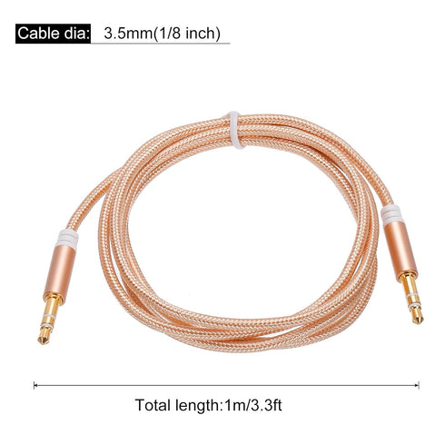 MECCANIXITY 3.5mm TRS Aux Cable Male to Male - 3.3ft Nylon Braided for Phone, Headphone, Speaker, Gold