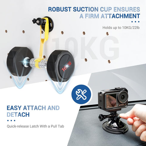 Strong Suction Cup Mount for Dashboard, LED Mic Travel Lighting Accessories for Makeup, Adjustable Car Dash